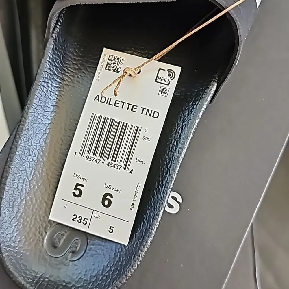 Adidas Adilette Tnd black and white Slide Sandal size 6